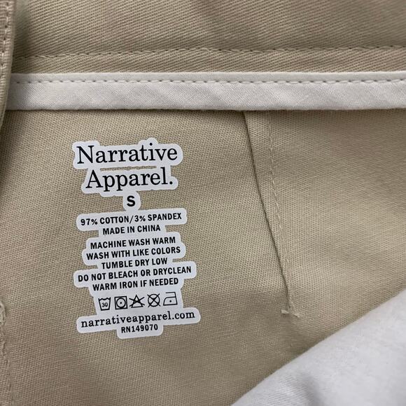 Narrative Apparel Flat Front Khaki Pants Size S NWOT - Picture 4 of 11